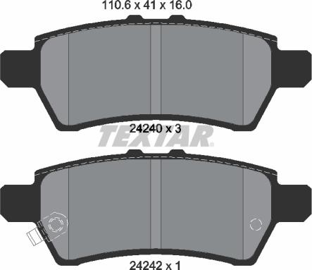 Textar 2424001 - Kit de plaquettes de frein, frein à disque cwaw.fr