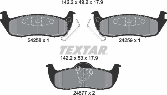 Textar 2425801 - Kit de plaquettes de frein, frein à disque cwaw.fr