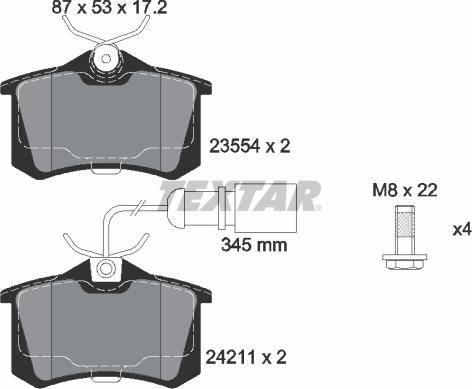 Textar 2421101 - Kit de plaquettes de frein, frein à disque cwaw.fr