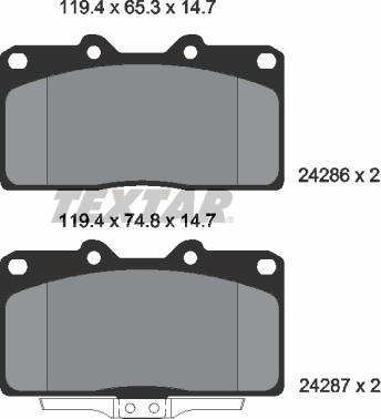 Textar 2428601 - Kit de plaquettes de frein, frein à disque cwaw.fr