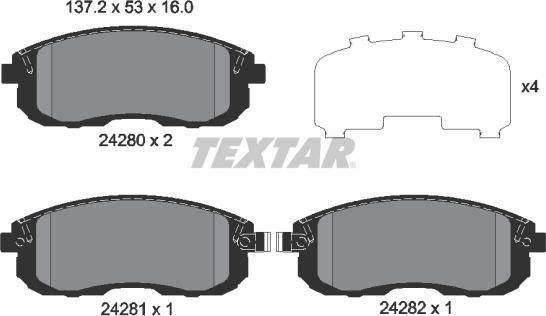 Textar 2428001 - Kit de plaquettes de frein, frein à disque cwaw.fr