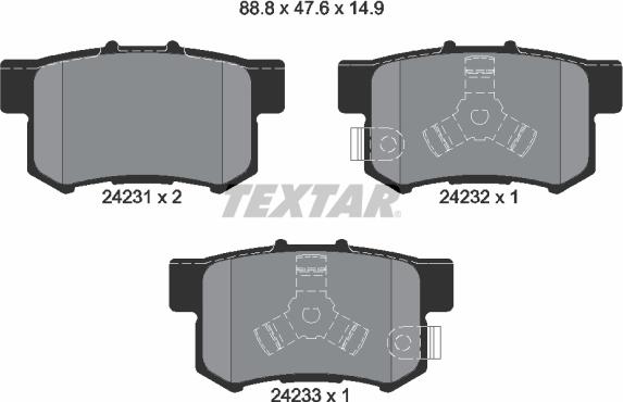 Textar 2423101 - Kit de plaquettes de frein, frein à disque cwaw.fr