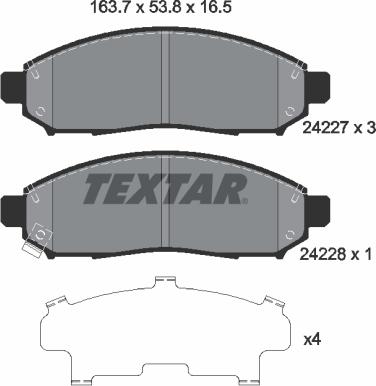 Textar 2422701 - Kit de plaquettes de frein, frein à disque cwaw.fr