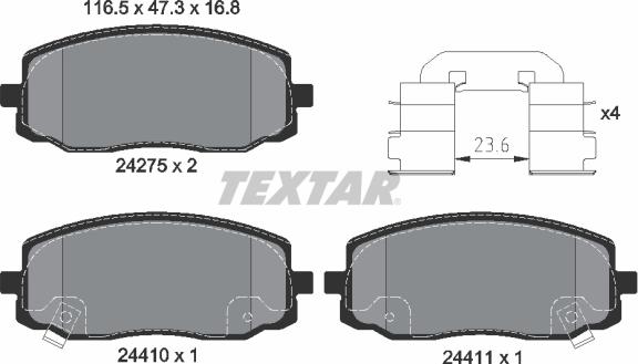 Textar 2427501 - Kit de plaquettes de frein, frein à disque cwaw.fr