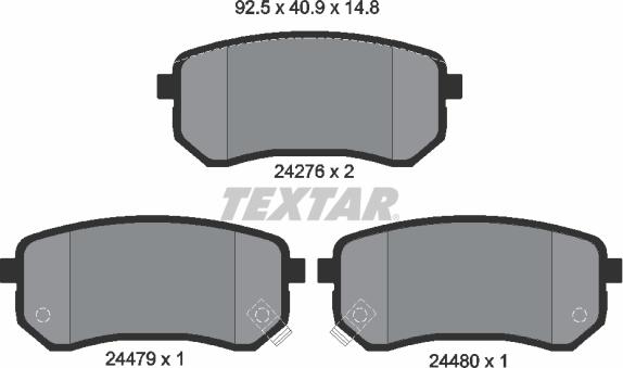 Textar 2427601 - Kit de plaquettes de frein, frein à disque cwaw.fr