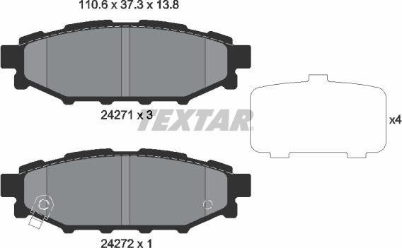 Textar 2427101 - Kit de plaquettes de frein, frein à disque cwaw.fr