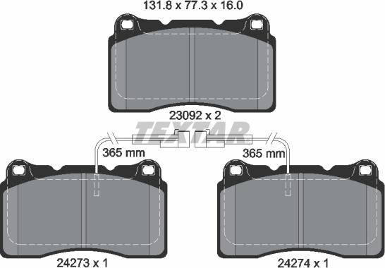 Textar 2427301 - Kit de plaquettes de frein, frein à disque cwaw.fr