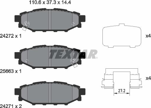 Textar 2427201 - Kit de plaquettes de frein, frein à disque cwaw.fr