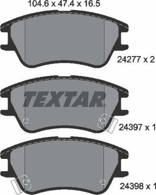 Textar 2427701 - Kit de plaquettes de frein, frein à disque cwaw.fr