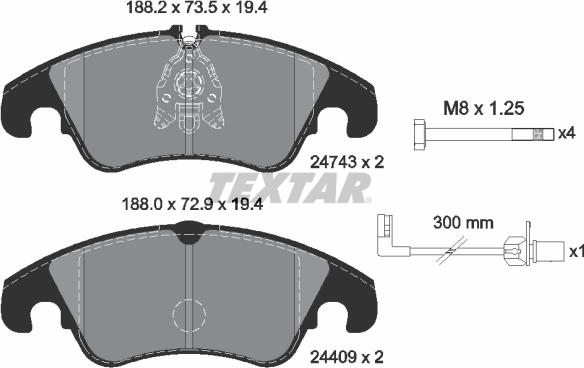 Textar 2474301 - Kit de plaquettes de frein, frein à disque cwaw.fr