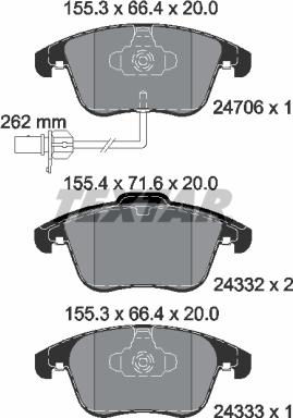 Textar 2470601 - Kit de plaquettes de frein, frein à disque cwaw.fr