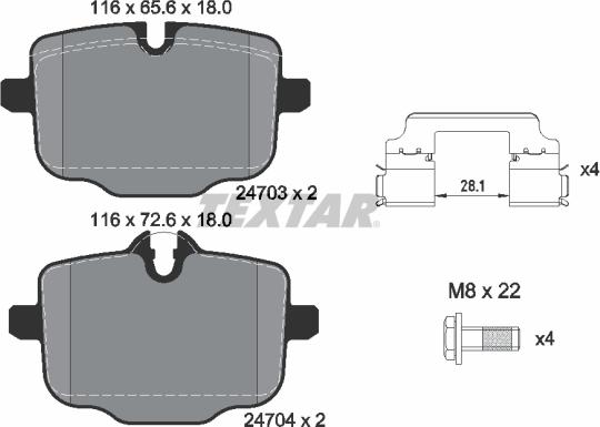 Textar 2470301 - Kit de plaquettes de frein, frein à disque cwaw.fr