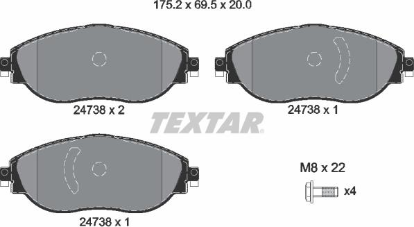 Textar 2473806 - Kit de plaquettes de frein, frein à disque cwaw.fr