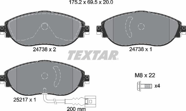 Textar 2473801 - Kit de plaquettes de frein, frein à disque cwaw.fr