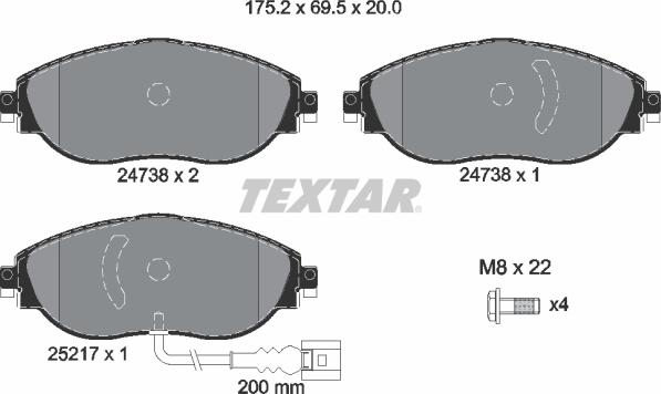 Textar 2473803 - Kit de plaquettes de frein, frein à disque cwaw.fr