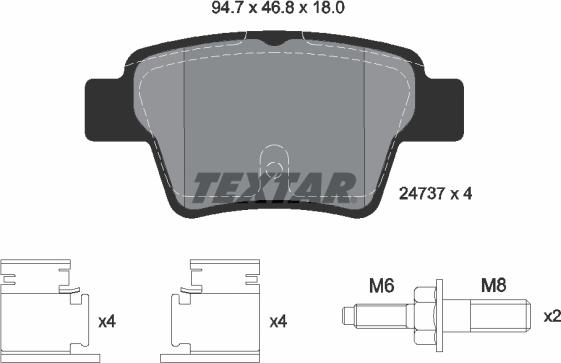 Textar 2473701 - Kit de plaquettes de frein, frein à disque cwaw.fr