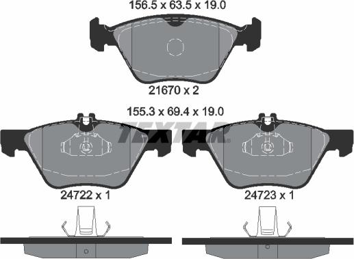 Textar 2472201 - Kit de plaquettes de frein, frein à disque cwaw.fr