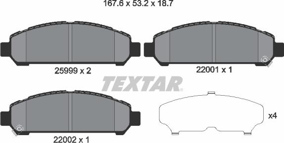 Textar 2599901 - Kit de plaquettes de frein, frein à disque cwaw.fr