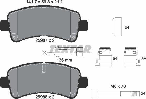 Textar 2598701 - Kit de plaquettes de frein, frein à disque cwaw.fr