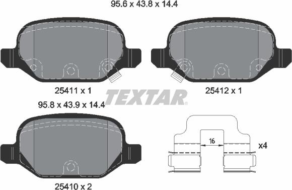 Textar 2541101 - Kit de plaquettes de frein, frein à disque cwaw.fr