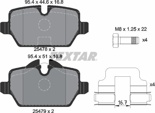 Textar 2547801 - Kit de plaquettes de frein, frein à disque cwaw.fr