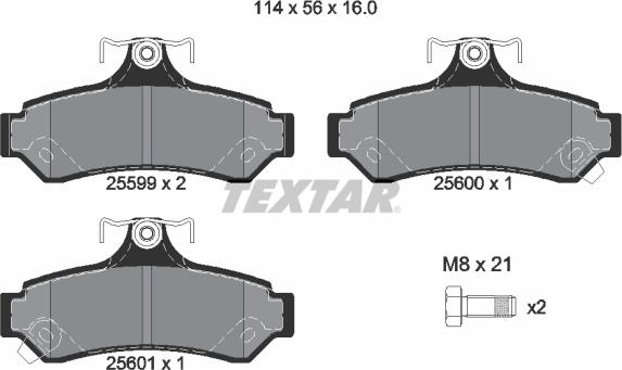 Textar 2559901 - Kit de plaquettes de frein, frein à disque cwaw.fr