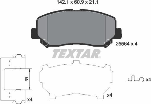 Textar 2556403 - Kit de plaquettes de frein, frein à disque cwaw.fr