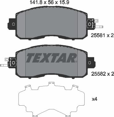 Textar 2558101 - Kit de plaquettes de frein, frein à disque cwaw.fr