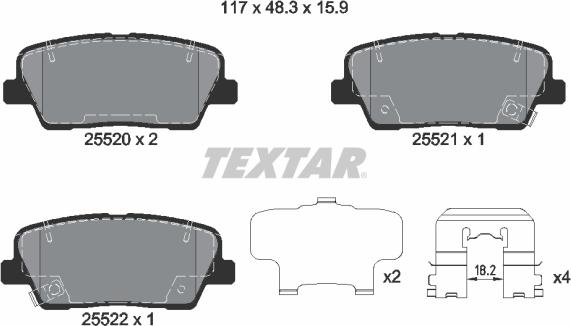 Textar 2552001 - Kit de plaquettes de frein, frein à disque cwaw.fr