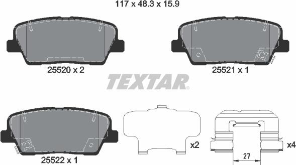 Textar 2552008 - Kit de plaquettes de frein, frein à disque cwaw.fr