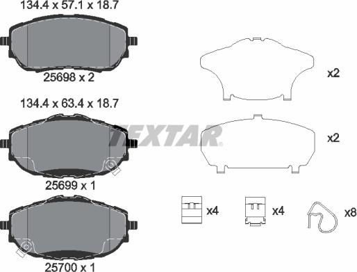 Textar 2569801 - Kit de plaquettes de frein, frein à disque cwaw.fr