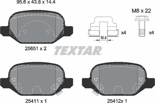 Textar 2565101 - Kit de plaquettes de frein, frein à disque cwaw.fr