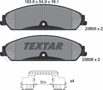 Textar 2560501 - Kit de plaquettes de frein, frein à disque cwaw.fr