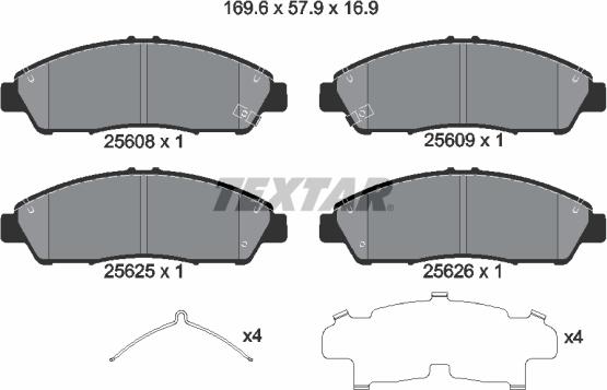 Textar 2560801 - Kit de plaquettes de frein, frein à disque cwaw.fr