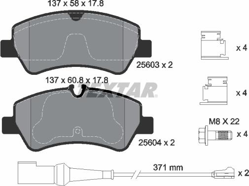 Textar 2560303 - Kit de plaquettes de frein, frein à disque cwaw.fr