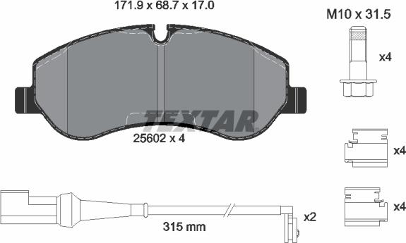 Textar 2560201 - Kit de plaquettes de frein, frein à disque cwaw.fr