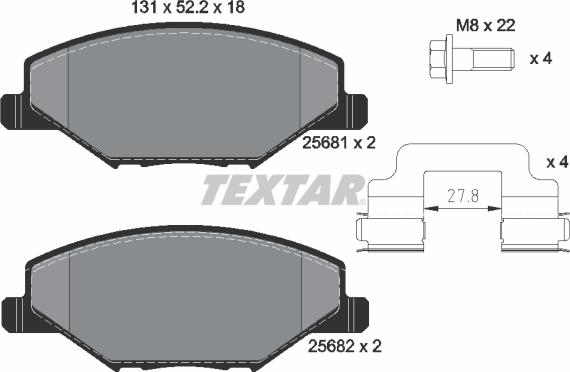 Textar 2568101 - Kit de plaquettes de frein, frein à disque cwaw.fr