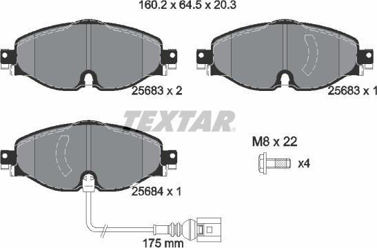 Textar 2568301 - Kit de plaquettes de frein, frein à disque cwaw.fr