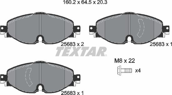 Textar 2568303 - Kit de plaquettes de frein, frein à disque cwaw.fr