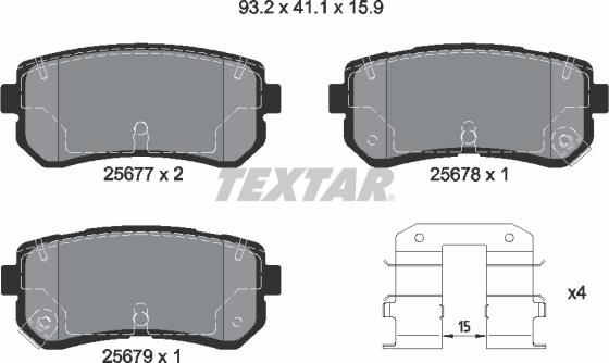 Textar 2567701 - Kit de plaquettes de frein, frein à disque cwaw.fr