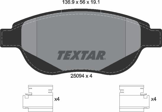 Textar 2509401 - Kit de plaquettes de frein, frein à disque cwaw.fr