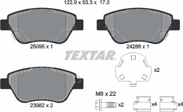 Textar 2509501 - Kit de plaquettes de frein, frein à disque cwaw.fr