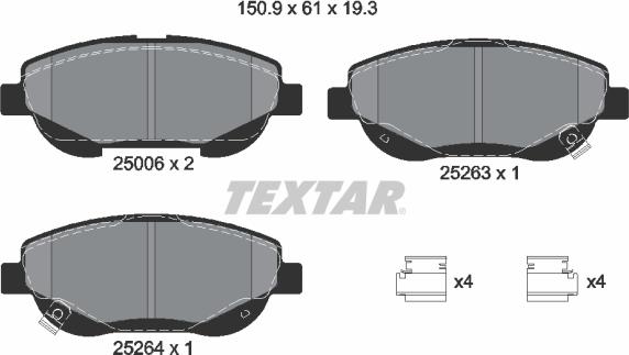 Textar 2500601 - Kit de plaquettes de frein, frein à disque cwaw.fr