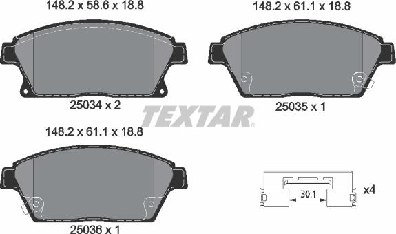 Textar 2503401 - Kit de plaquettes de frein, frein à disque cwaw.fr