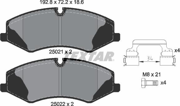 Textar 2502101 - Kit de plaquettes de frein, frein à disque cwaw.fr