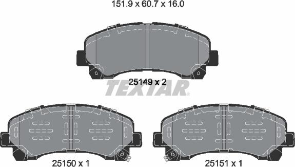 Textar 2514904 - Kit de plaquettes de frein, frein à disque cwaw.fr