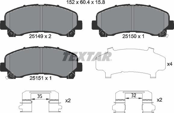 Textar 2514901 - Kit de plaquettes de frein, frein à disque cwaw.fr