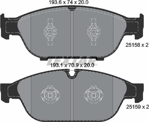 Textar 2515802 - Kit de plaquettes de frein, frein à disque cwaw.fr