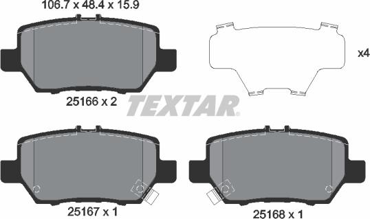 Textar 2516601 - Kit de plaquettes de frein, frein à disque cwaw.fr