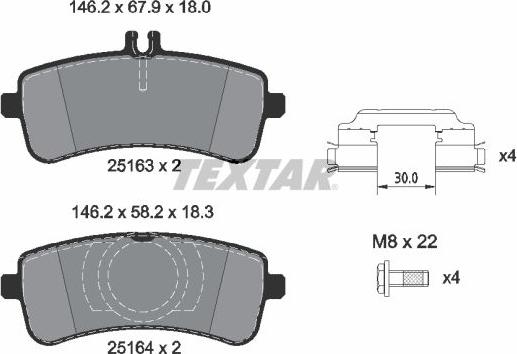 Textar 2516305 - Kit de plaquettes de frein, frein à disque cwaw.fr